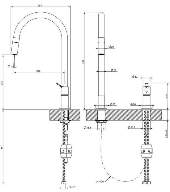 Bol Com Gessi Mesh C Uitloop Rvs Zwart