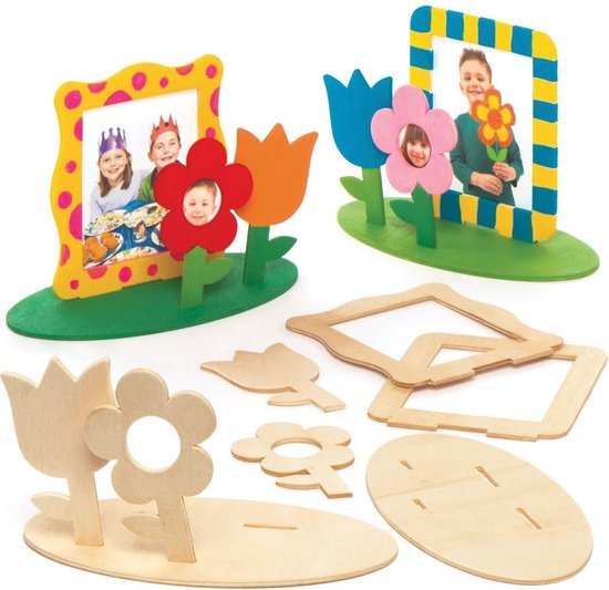 Baker Ross - Kit De 4 Cadres Photo En Bois Thème Jardin Fleuri à Décorer Soi-Même - Activité Créative Pour Enfants - 17 X 9 Cm