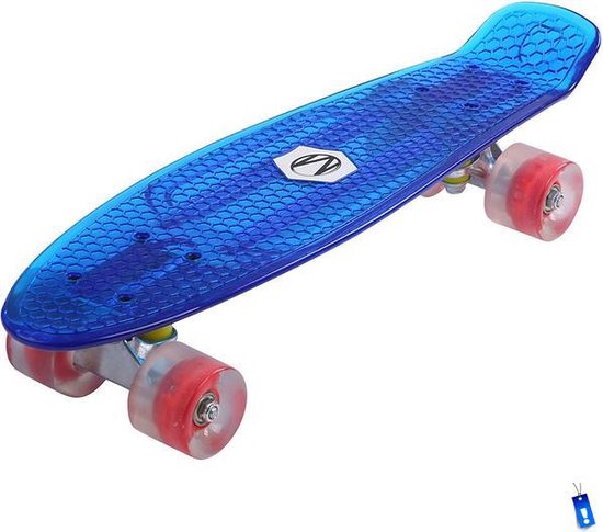 Retro Plastic Skateboard Penny Board - Wieltjes verlichting Transparant Blauw | bol.com