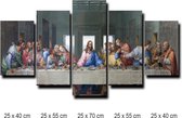 Canvas Schilderij 5-luik Het Laatste Avondmaal van Da Vinci - Kunst aan je Muur - Kleur - 5-delig - 70 x 125 cm