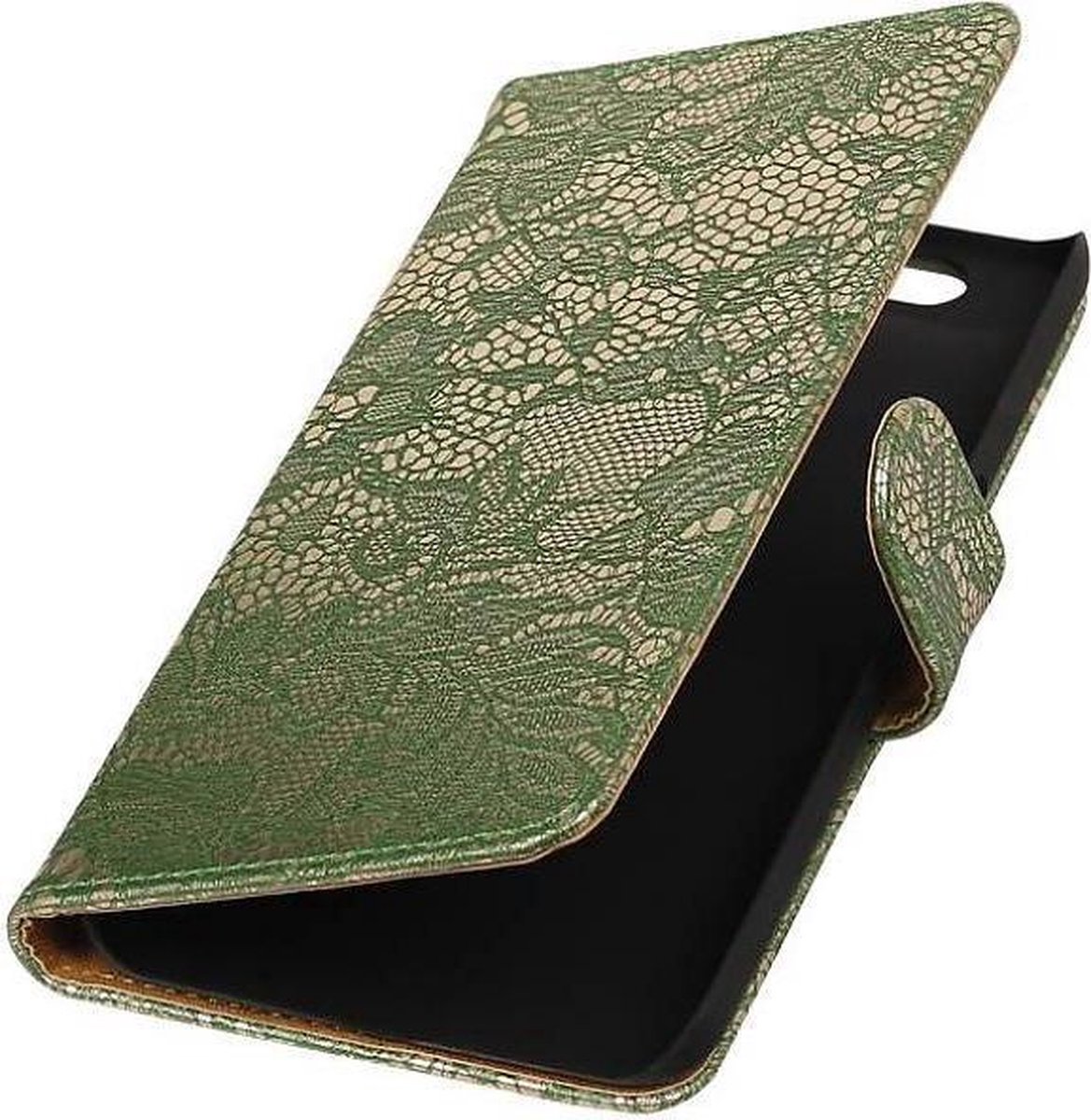 Lace Bookstyle Wallet Case Hoesjes Geschikt voor Huawei Nexus 6P Donker Groen