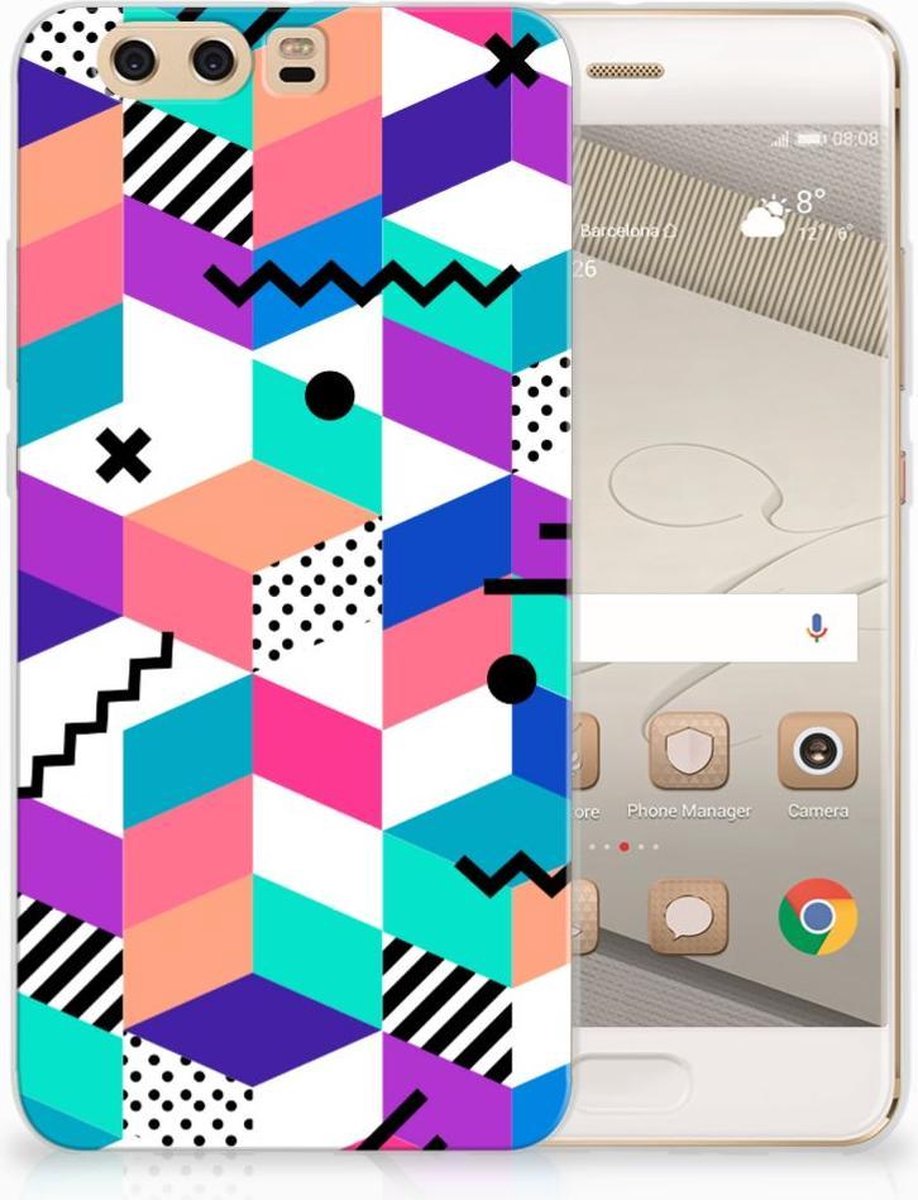 Huawei P10 Plus TPU Hoesje Blokken Kleurrijk