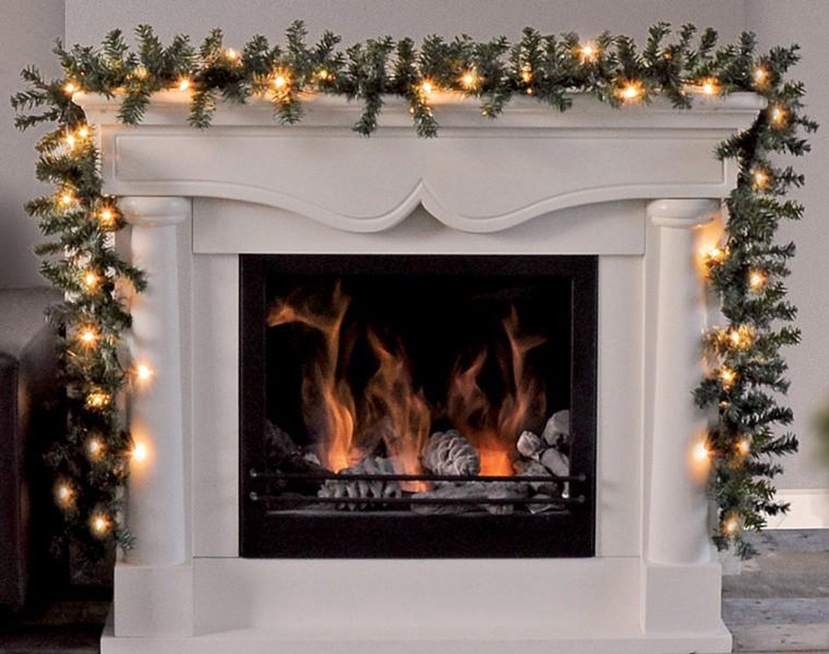 Loks Guirlande - Kerstslinger met Verlichting - Warmwit - 270 cm - Groen