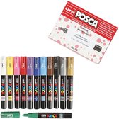 Uni Posca Marker lijndikte: 0 7 mm PC-1M diverse kleuren extra-fijn 12stuks