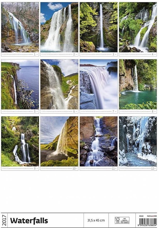 Verzending bewondering kip Watervallen / Waterfalls A3 Kalender 2017 | bol.com