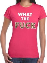 What the Fuck tijger print tekst t-shirt roze dames XL