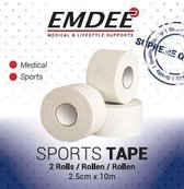 Emdee - Sporttape - 2.5cm x 10m - Wit - 2 rollen