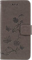 Bloemen Book Case - Samsung Galaxy A7 (2018) Hoesje - Grijs