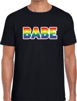 Babe gaypride t-shirt -  regenboog t-shirt zwart voor heren - Gay pride M