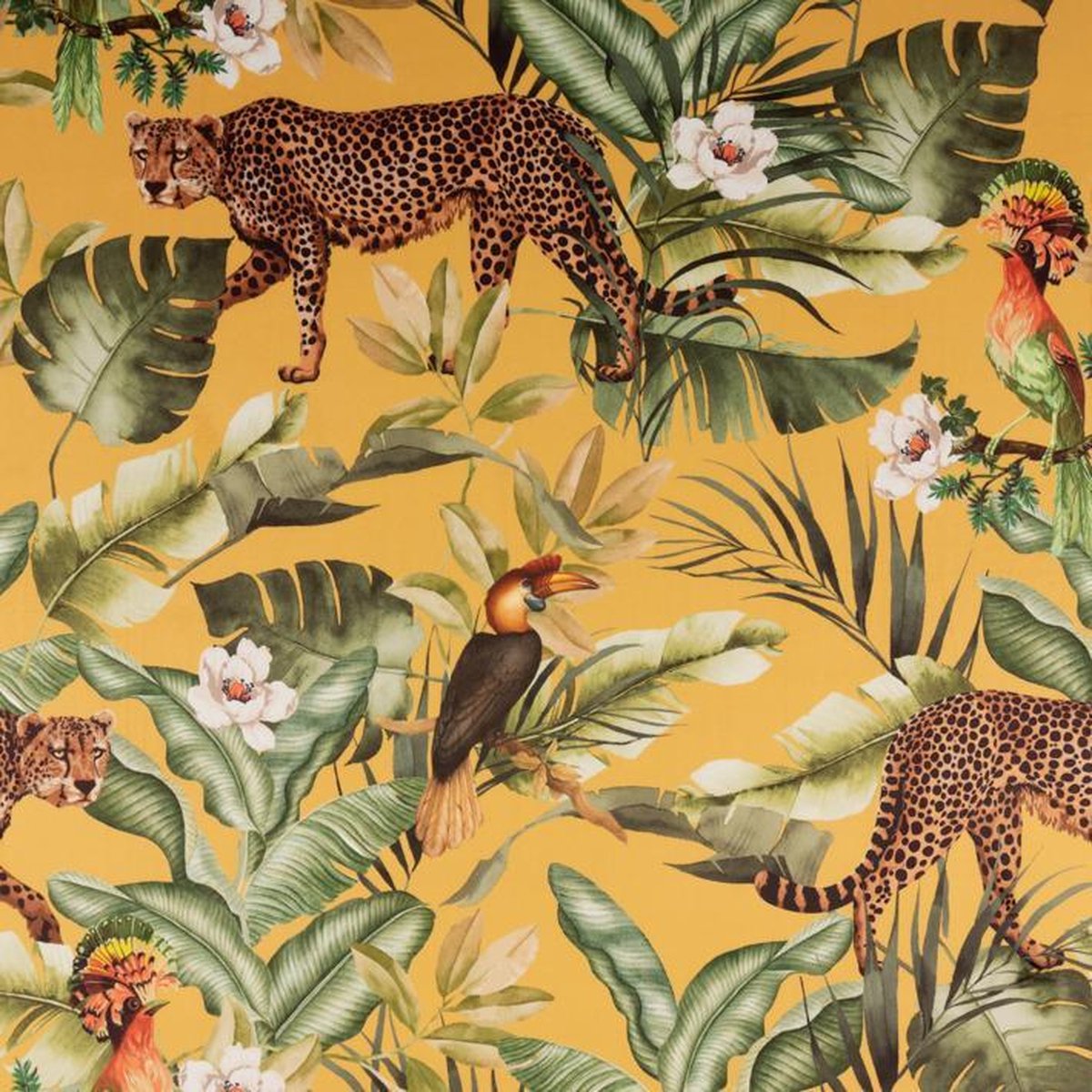 Kostuum foto Bedrog okergele velours stof met luipaarden - leopard jungle stof - gele velvet  digitale... | bol.com