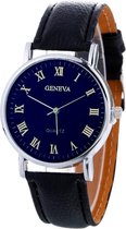 Fako® - Horloge - Geneva Blue - Zwart