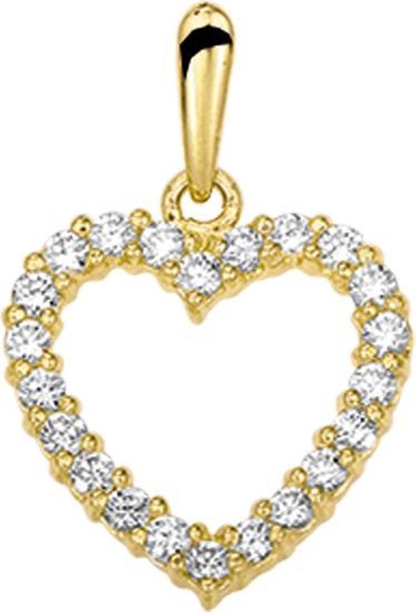 The Jewelry Collection Hanger Hart Zirkonia - Goud