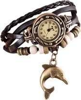 Fako® - Armband Horloge - Dolfijn - Zwart