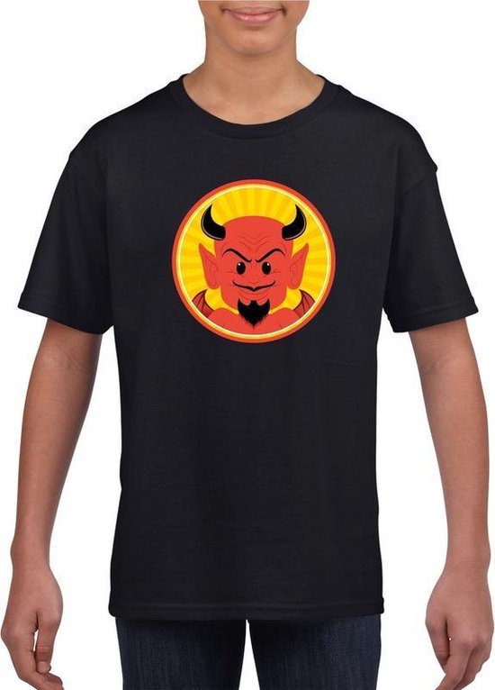 Halloween Halloween duivel t-shirt zwart jongens en meisjes - Rode duivels shirt kind 146/152