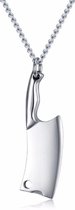 Mannen ketting - Kettingerhanger - Mendes - Staal - Slagersmes - Zilverkleurig