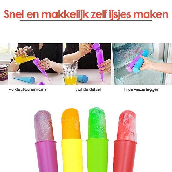KitchenBrothers Siliconen Waterijs vormen (set 6 stuks) Icelolly Pop