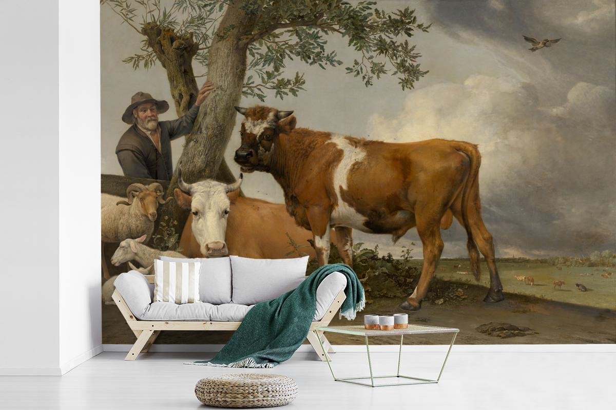 bol.com | Fotobehang vinyl - De stier - Schilderij van Paulus Potter