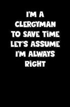 Clergyman Notebook - Clergyman Diary - Clergyman Journal - Funny Gift for Clergyman