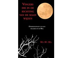 Vingers die in de richting van de maan wijzen