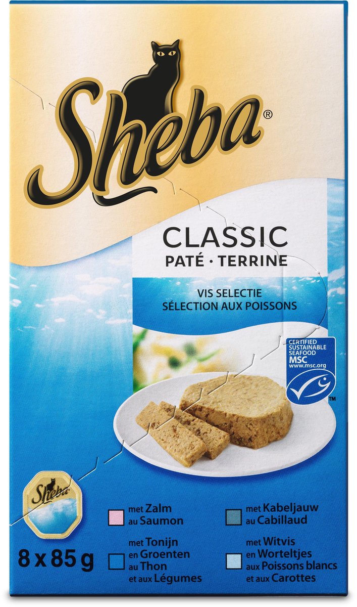 SHEBA® Classic Pate Multipack - Vis - kattenvoer - 8x 85g