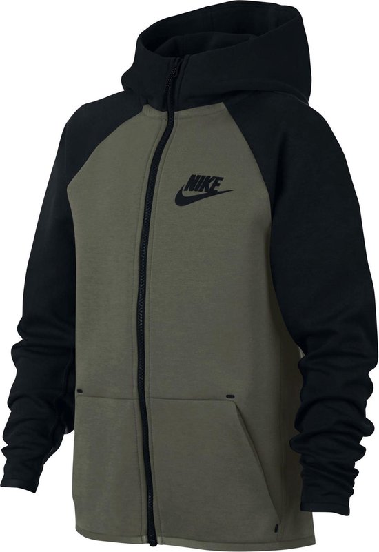 bol.com | Nike Sportswear Tech Fleece Sporttrui - Maat 128 - Unisex -  donker groen/zwart S-128/140