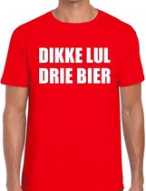 Dikke Lul Drie Bier heren shirt rood - Heren feest t-shirts S