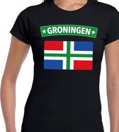 Groningen vlag t-shirt zwart voor dames M