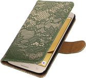 Donker Groen Lace booktype wallet cover hoesje voor Samsung Galaxy J2 2016