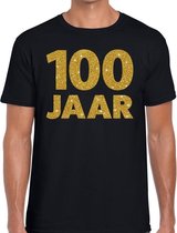 100 jaar goud glitter verjaardag/jubileum kado shirt zwart heren L