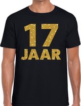 17 jaar goud glitter verjaardag kado shirt zwart heren S