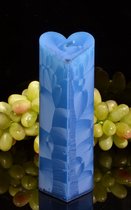 Candles by Milanne, handgemaakte Harten Kaars, BLAUW POLYMICO, hoogte: 18cm