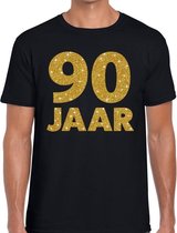 90 jaar goud glitter verjaardag kado shirt zwart heren XL