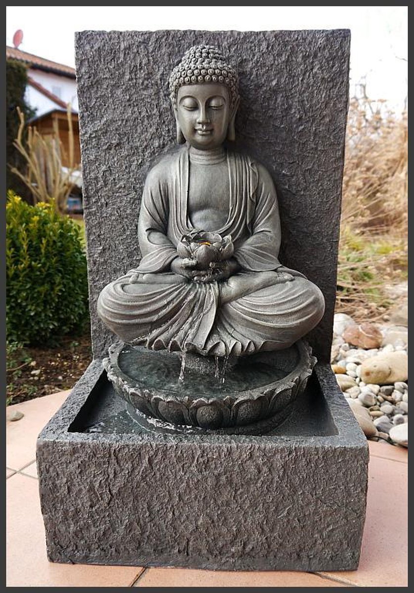 kam sticker Onafhankelijk Boeddha, Buddha, fontein, waterpartij, 65 cm, lotusbloem met ledverlichting  | bol.com