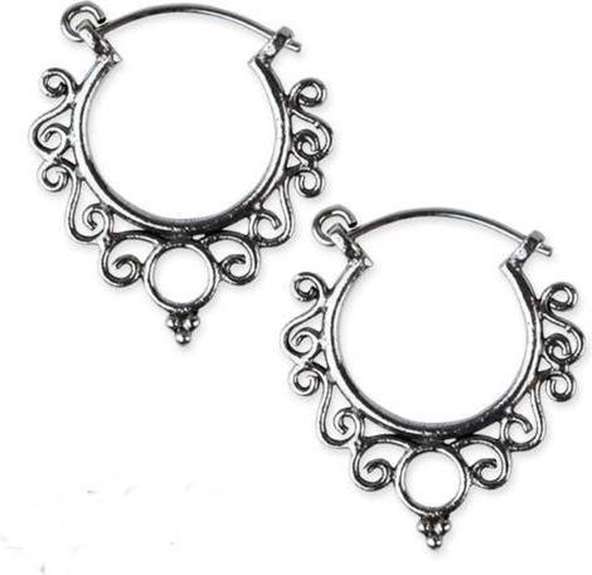 zilveren oorbellen Indian Ornament