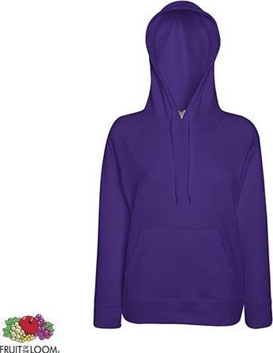 Fruit of the Loom Lady-Fit hoodie - Lightweight - Maat M - Kleur Purple