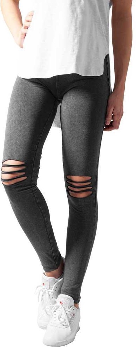 Urban Classics Slashed Knee Dames Legging gemêleerd XL Grijs