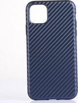 iPhone 11 Pro Max hoesje - gel case carbonlook - navy blauw - GSM Hoesje - Telefoonhoesje Geschikt Voor: Apple iPhone 11 Pro Max