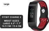 DrPhone Siliconen bandje - Fitbit Charge 3 & 4 - Zwart/Rood