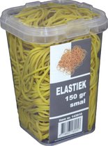 150 gram - Elastiek - geel - 60 x 1.5 mm  - in plastic pot