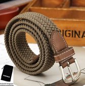 Riem - gevlochten - elastisch - khaki - Sorprese - comfort - 2,5 cm breed - 100-110 cm lang - unisex