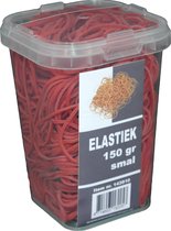 150 gram - Elastiek - rood - 60 x 1.5 mm  - in plastic pot