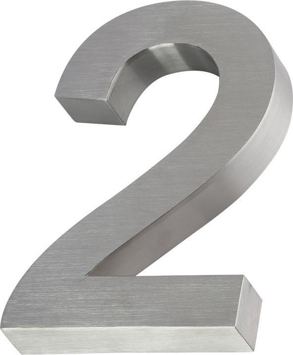 Xaptovi 3D Huisnummer 2 Materiaal: RVS - Hoogte: 20cm - Kleur: RVS
