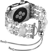 SmartphoneClip® Elastisch Parels Bandje geschikt voor Apple Watch 42mm, 44mm, 45mm, en 49 mm (alle generaties)