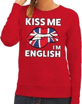 Kiss me I am English sweater rood dames - feest trui dames - Engeland kleding S