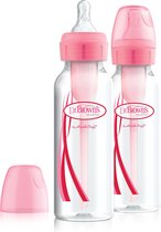 Bol.com Dr. Brown's Options+ Anti-colic | Standaardfles 250 ml roze duopack Options Bottle aanbieding