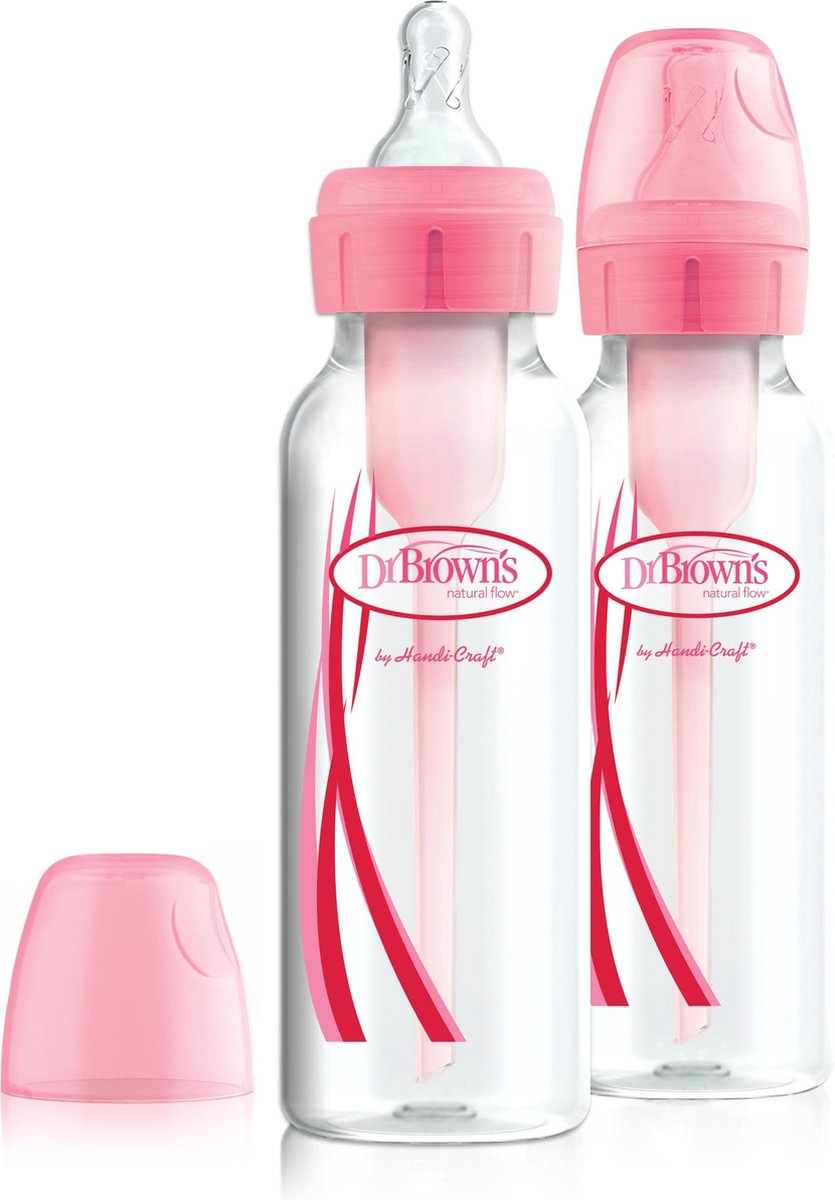 Gom Collectief Nylon Dr. Brown's Options+ Anti-colic | Standaardfles 250 ml roze duopack Options  Bottle | bol.com