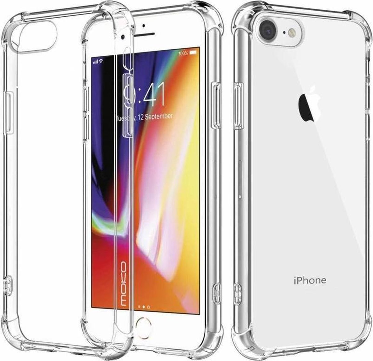 Hoesje - Geschikt voor Apple iPhone 7 - Sterk & Shockproof - Siliconen Shock Case - Hoes Cover - Telefoonhoes - Transparant