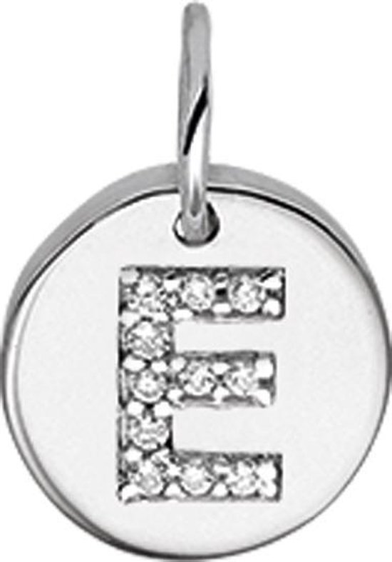 The Jewelry Collection Bedel Letter E Zirkonia - Zilver