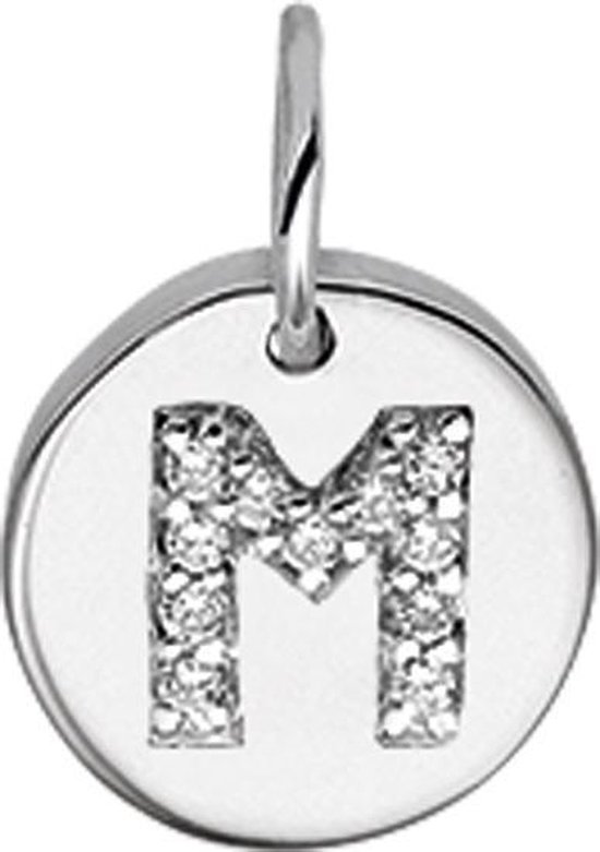 The Jewelry Collection Bedel Letter M Zirkonia - Zilver