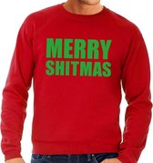 Foute kersttrui / sweater Merry Shitmas rood voor heren - Kersttruien XL (54)